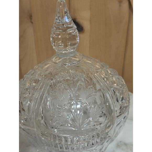 Vintage Cut Crystal Covered Footed Candy Dish - Picture 3 of 13